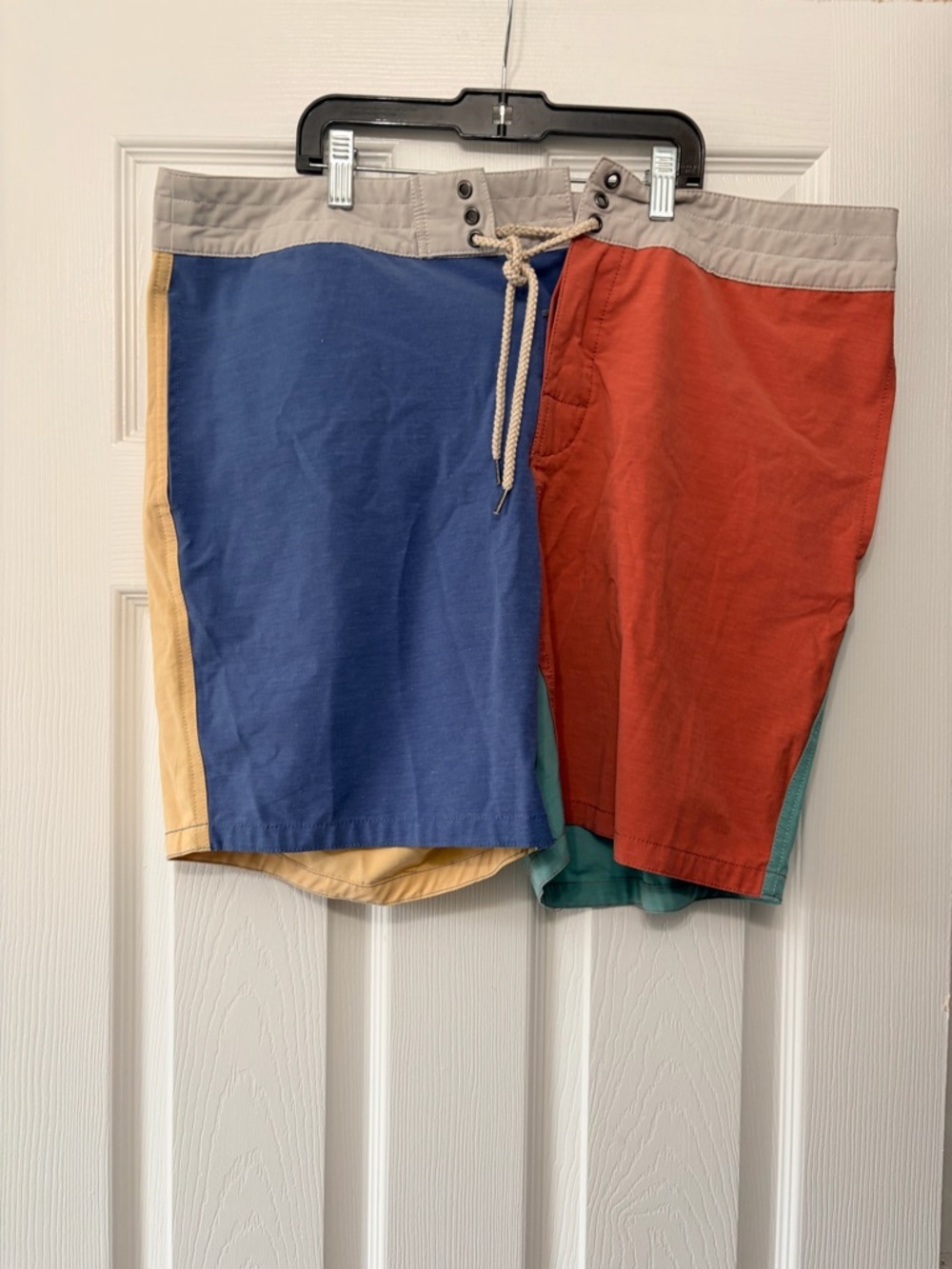 Faherty Board Shorts Mens 36 Color Block Red Blue Fun Boardshorts 7" Summer Swim